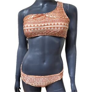 Chelsea & Violet Swim Suit 2-Piece Bikini New Top Medium Bottom Small Orange